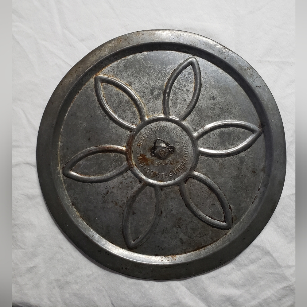 Vintage Tin Warmer 10" Distressed Primitive Pot Cover